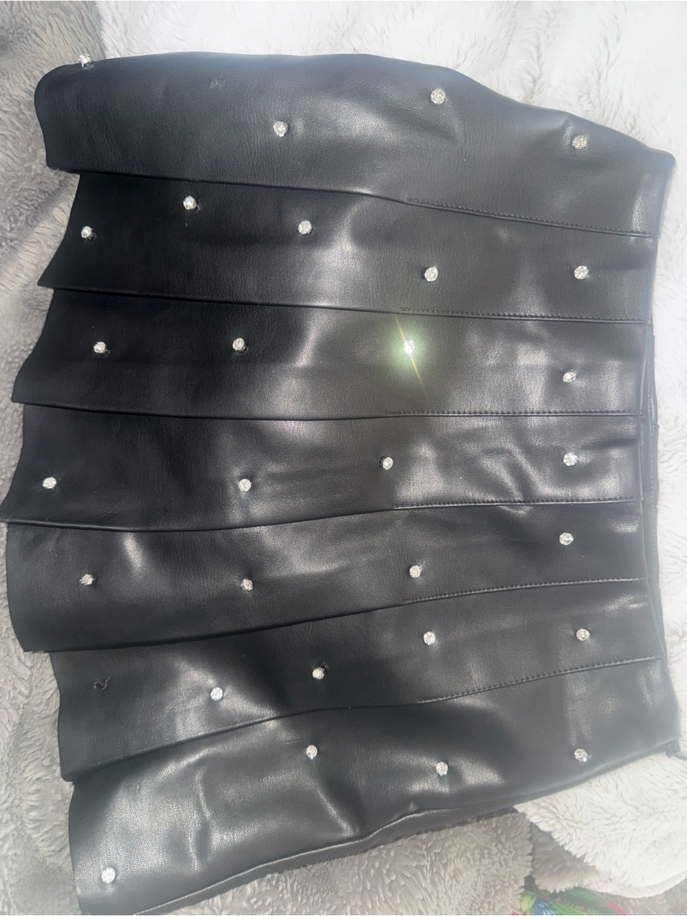 Zara Black Faux Leather Mini Skirt with Panel Detailing